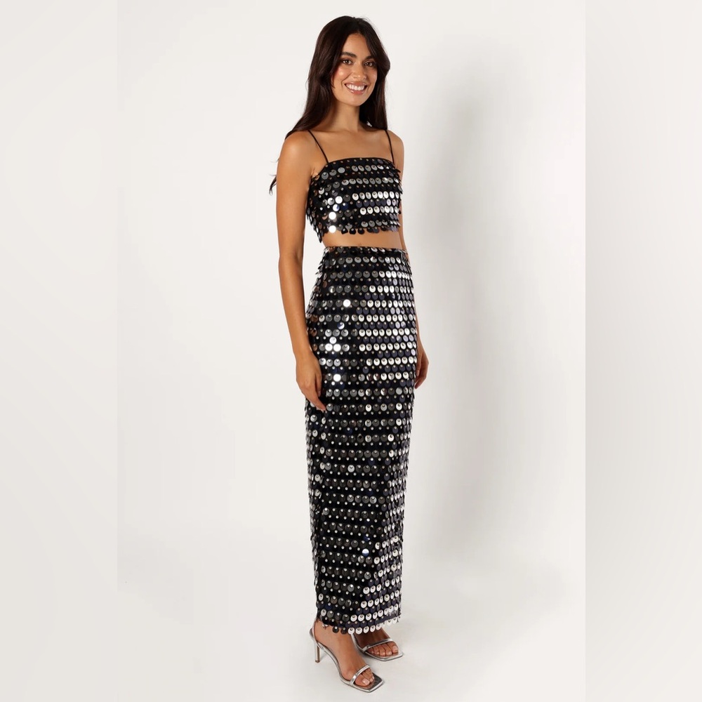 Petal & Pup Black Sequin Maxi Skirt (Two-Piece Set)